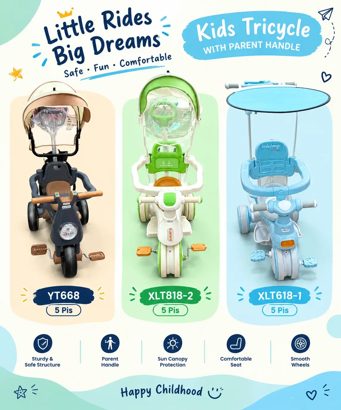 Baby Tricycle YT668, XLT818-2, XLT618-1